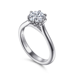 Tiona - 14K White Gold 6 Prong Round Diamond Engagement Ring