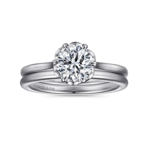 Tiona - 14K White Gold 6 Prong Round Diamond Engagement Ring
