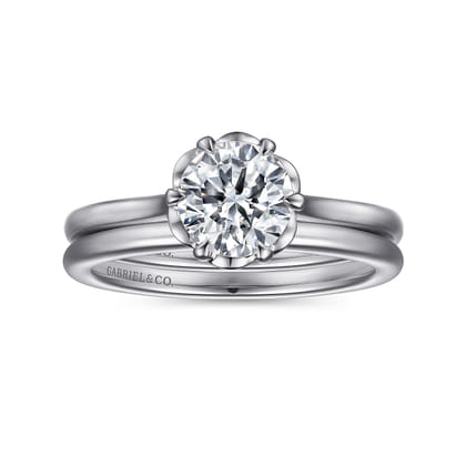 Tiona - 14K White Gold 6 Prong Round Diamond Engagement Ring