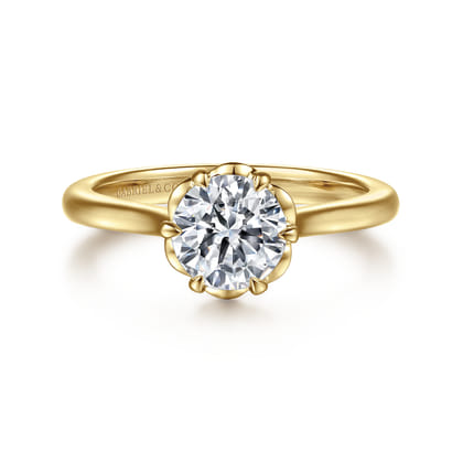 Tiona - 14K Yellow Gold 6 Prong Round Diamond Engagement Ring