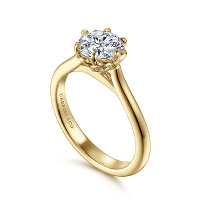 Tiona - 14K Yellow Gold 6 Prong Round Diamond Engagement Ring