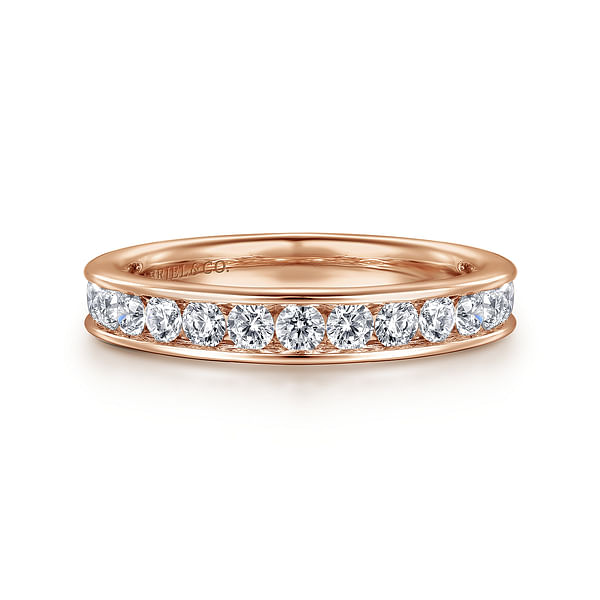 LADIES BAND 0.75CT ROUND DIAMOND 14K ROSE GOLD