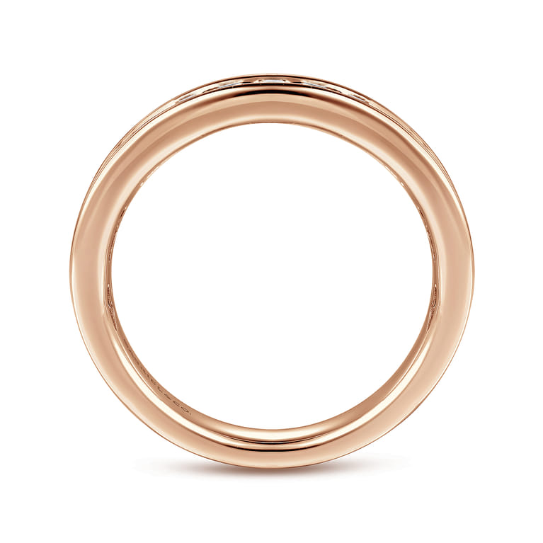 Straight Wedding Ring in 14k Rose Gold with Round Natural Diamond at Gabriel & Co. - Shot 2