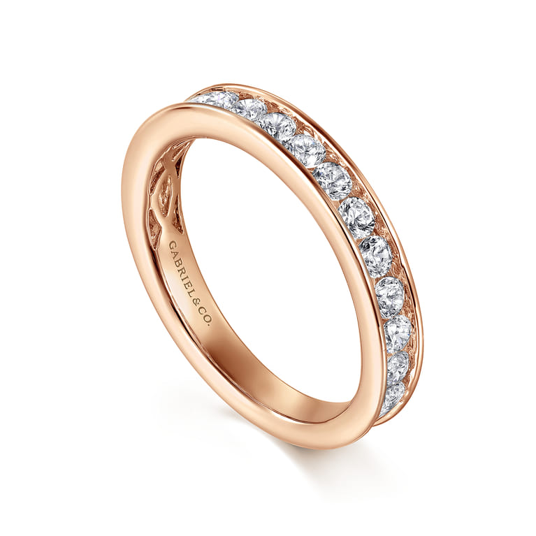 Straight Wedding Ring in 14k Rose Gold with Round Natural Diamond at Gabriel & Co. - Shot 3