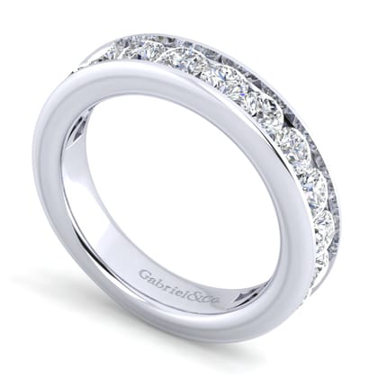 Toledo - 14K White Gold Channel Set 13 Stone Diamond Anniversary Band