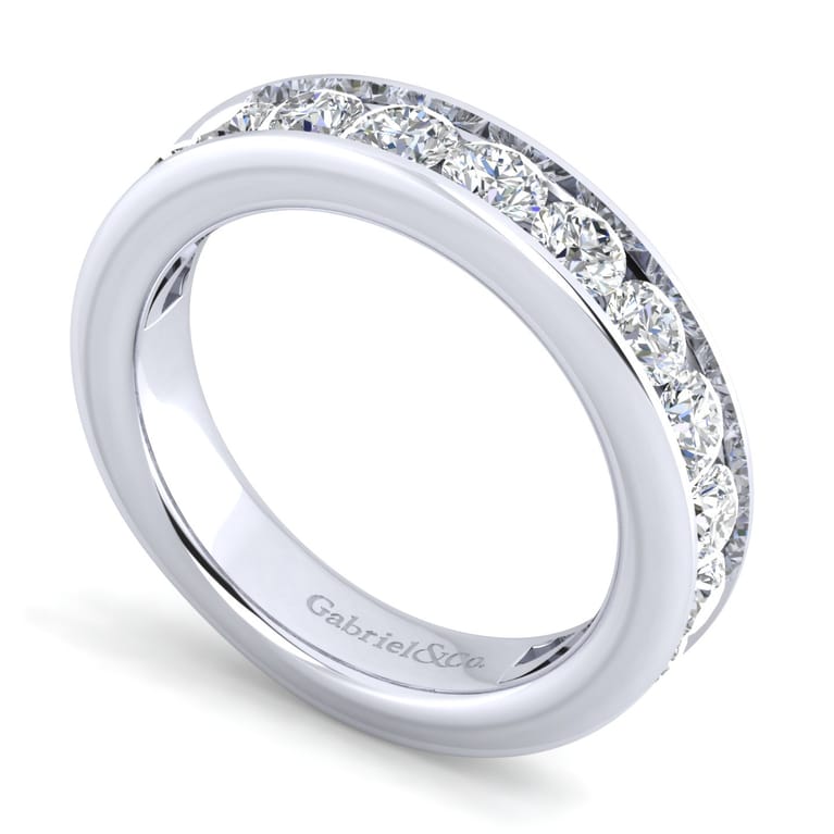 Straight Wedding Ring in 14k White Gold with Round Natural Diamond at Gabriel & Co. - Shot 3