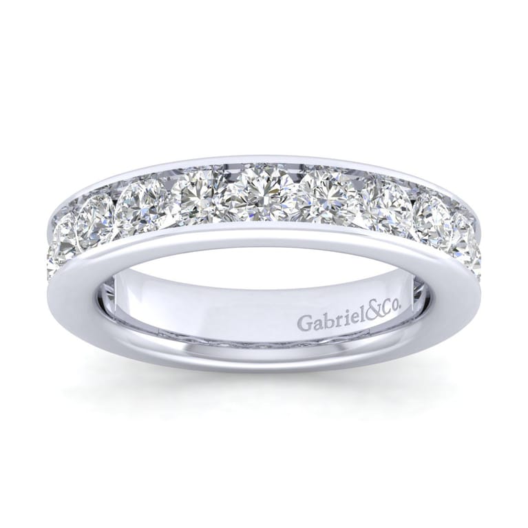 Straight Wedding Ring in 14k White Gold with Round Natural Diamond at Gabriel & Co. - Shot 4