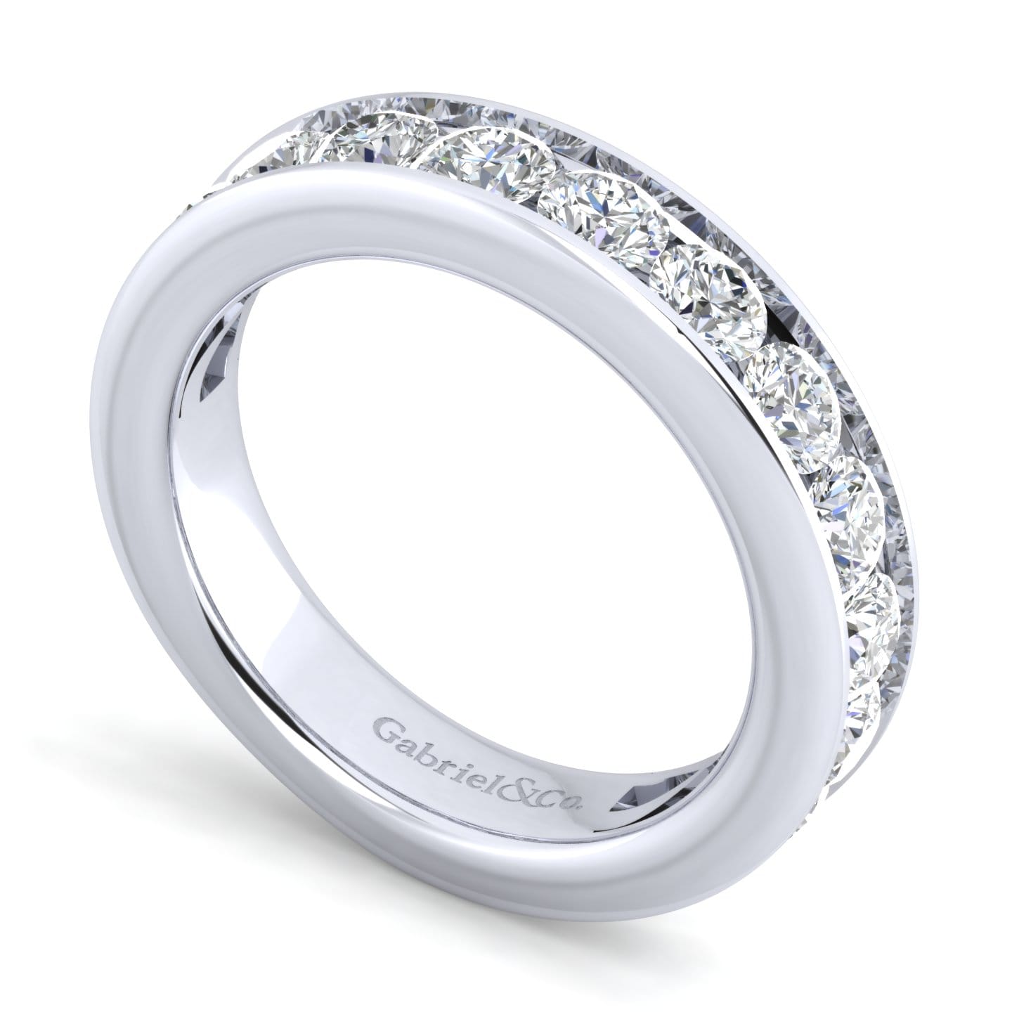 Straight Wedding Ring in 14k White Gold with Round Natural Diamond at Gabriel & Co. - Shot 3