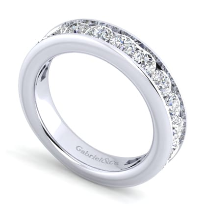 Toledo - 14K White Gold Channel Set 13 Stone Diamond Anniversary Band