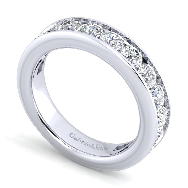 Straight Wedding Ring in 14k White Gold with Round Natural Diamond at Gabriel & Co. - Shot 3