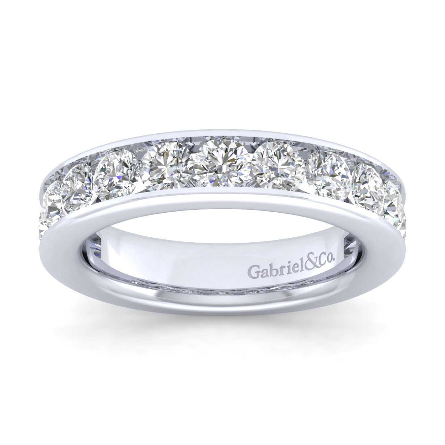 Straight Wedding Ring in 14k White Gold with Round Natural Diamond at Gabriel & Co. - Shot 4