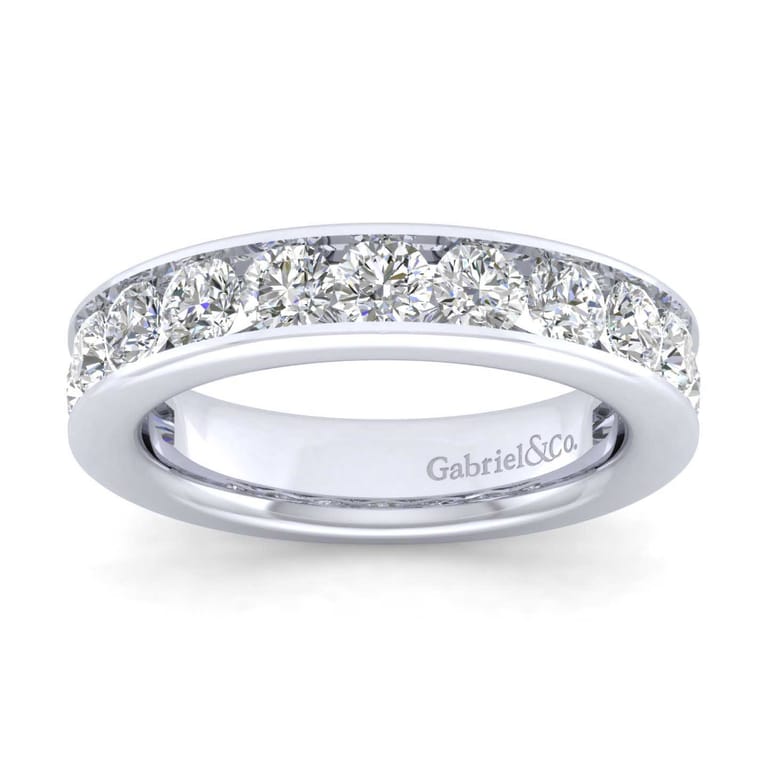 Straight Wedding Ring in 14k White Gold with Round Natural Diamond at Gabriel & Co. - Shot 4