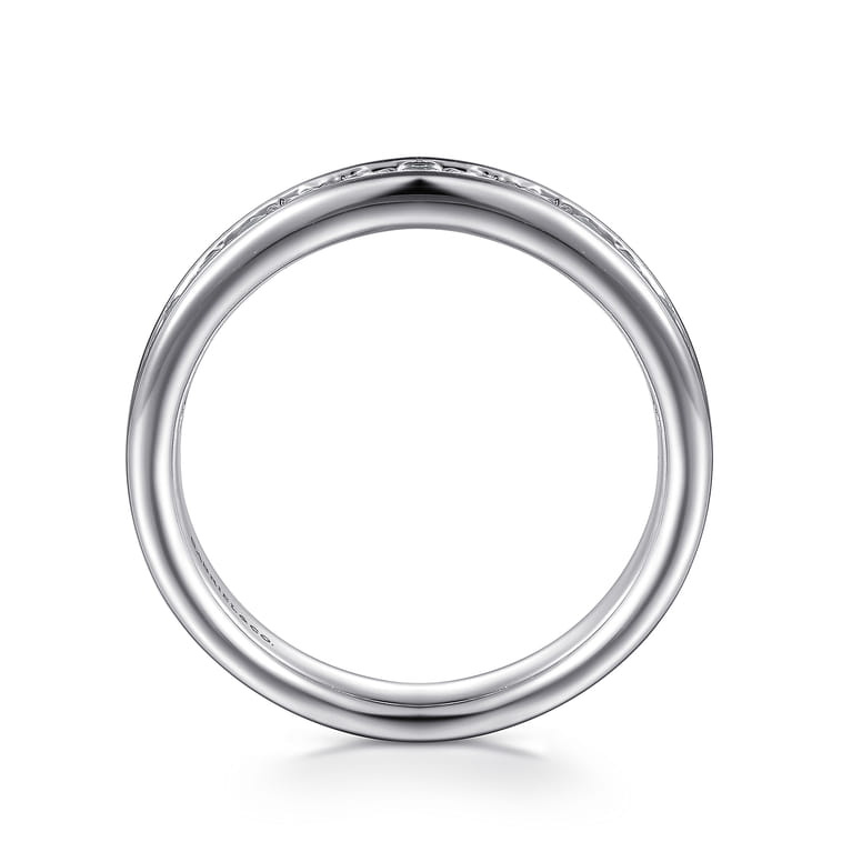 Straight Wedding Ring in 14k White Gold with Round Natural Diamond at Gabriel & Co. - Shot 2