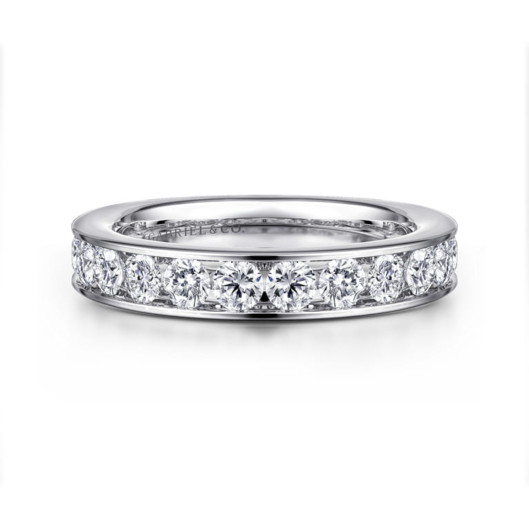 Straight Wedding Ring in 14k White Gold with Round Natural Diamond at Gabriel & Co. - Shot 1