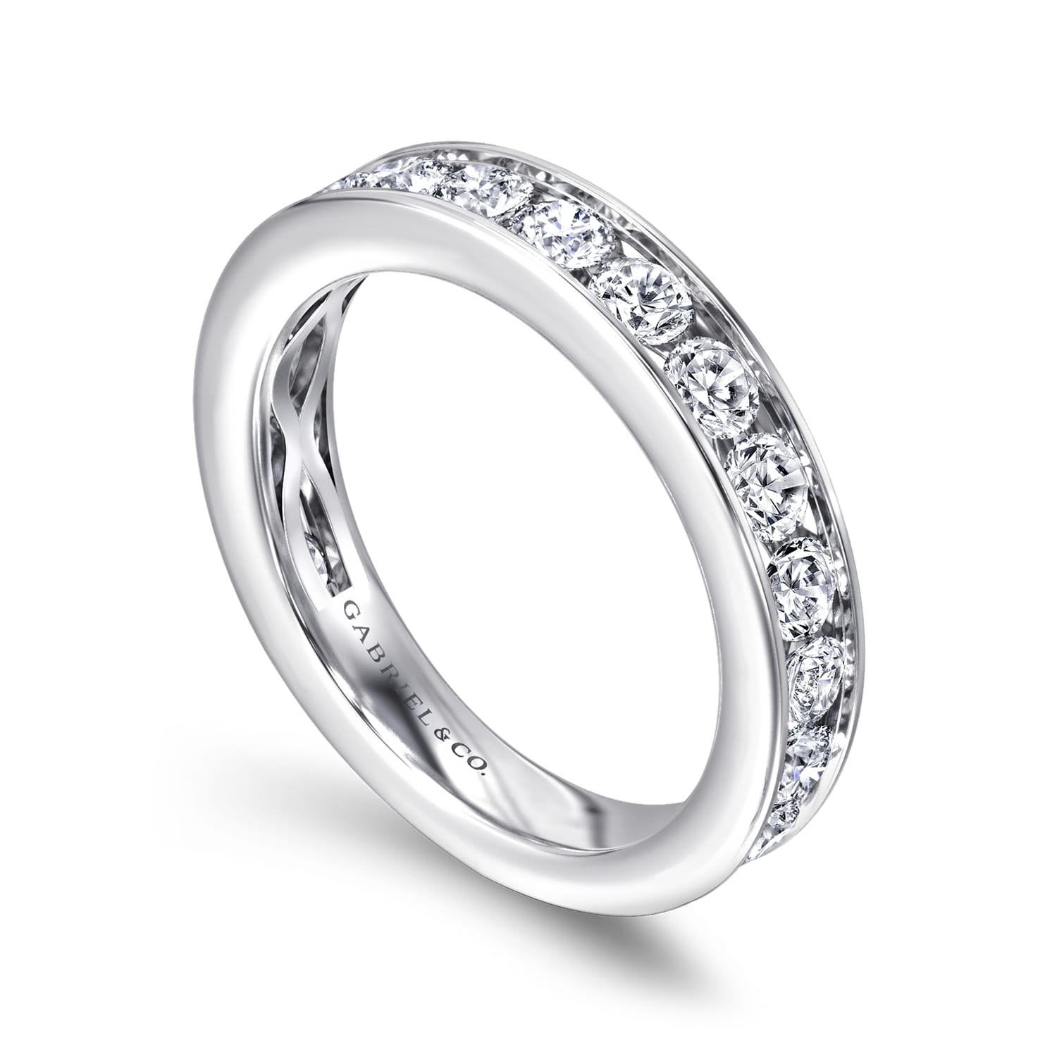 Straight Wedding Ring in 14k White Gold with Round Natural Diamond at Gabriel & Co. - Shot 3