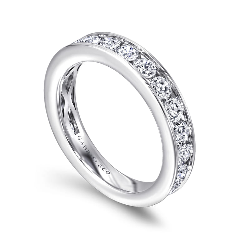 Straight Wedding Ring in 14k White Gold with Round Natural Diamond at Gabriel & Co. - Shot 3