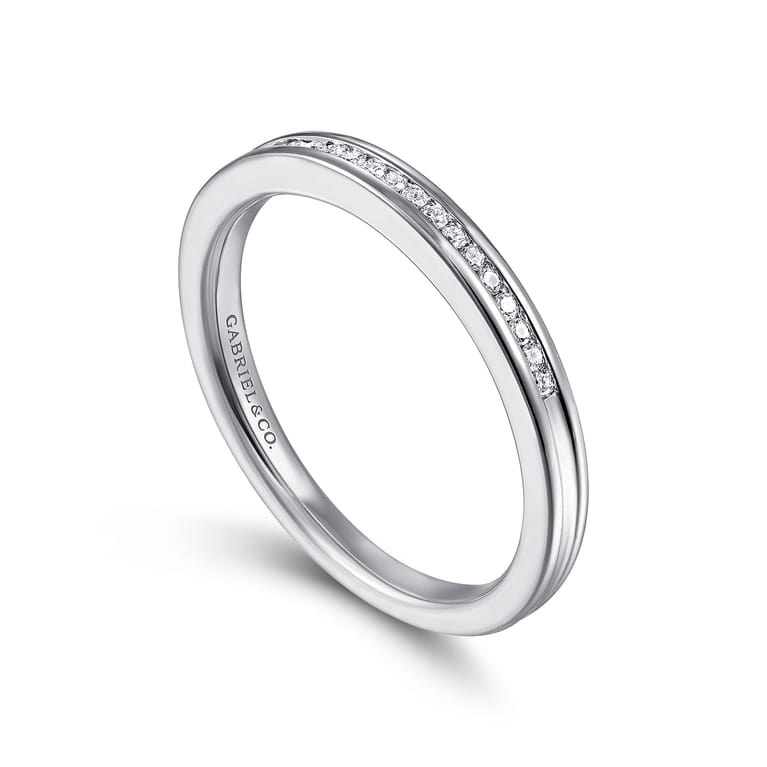 Straight Wedding Ring in 14k White Gold with Round Natural Diamond at Gabriel & Co. - Shot 3