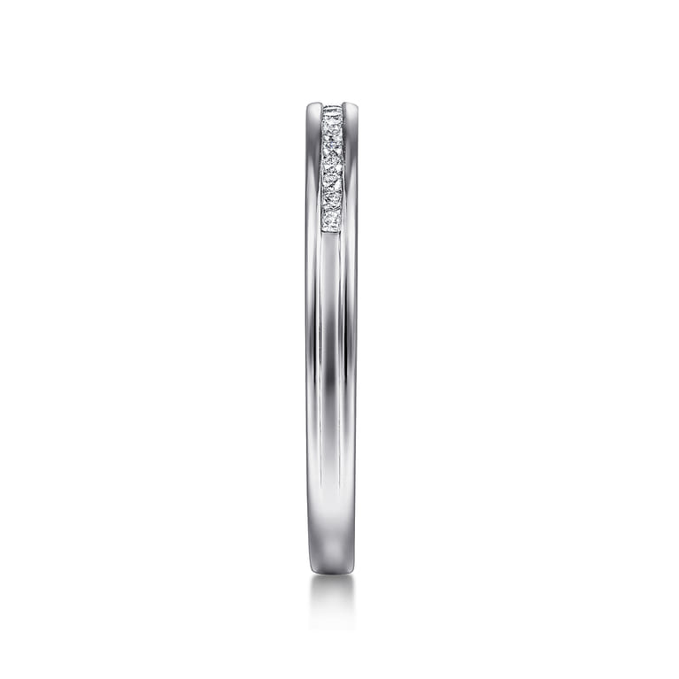 Straight Wedding Ring in 14k White Gold with Round Natural Diamond at Gabriel & Co. - Shot 4