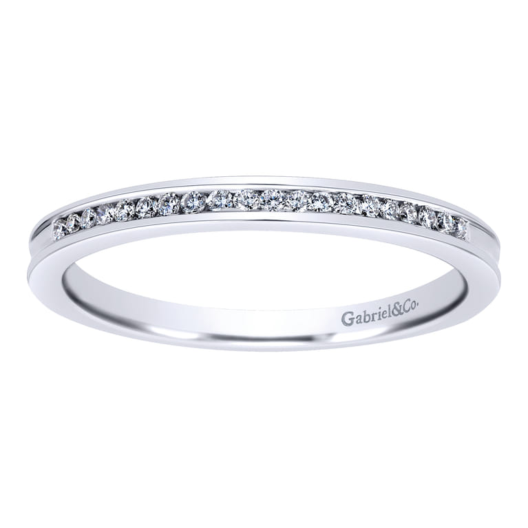 Straight Wedding Ring in 14k White Gold with Round Natural Diamond at Gabriel & Co. - Shot 5