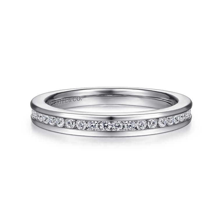 Straight Wedding Ring in 14k White Gold with Round Natural Diamond at Gabriel & Co. - Shot 1
