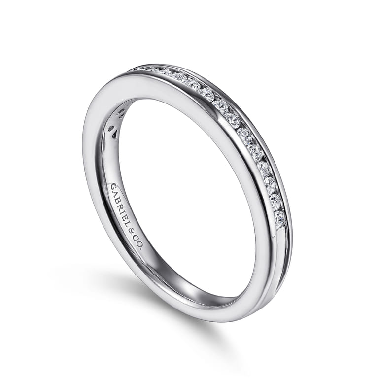 Straight Wedding Ring in 14k White Gold with Round Natural Diamond at Gabriel & Co. - Shot 3