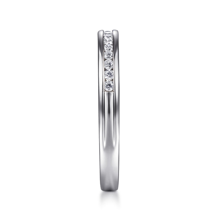 Straight Wedding Ring in 14k White Gold with Round Natural Diamond at Gabriel & Co. - Shot 4