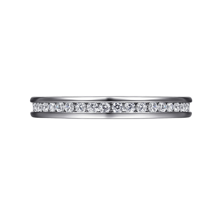 Straight Wedding Ring in 14k White Gold with Round Natural Diamond at Gabriel & Co. - Shot 6