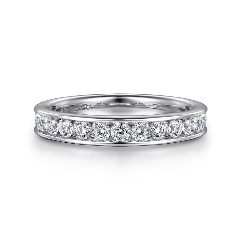 Straight Wedding Ring in 14k White Gold with Round Natural Diamond at Gabriel & Co.