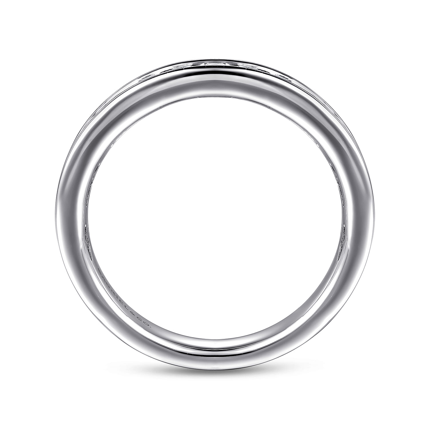 Straight Wedding Ring in 14k White Gold with Round Natural Diamond at Gabriel & Co. - Shot 2