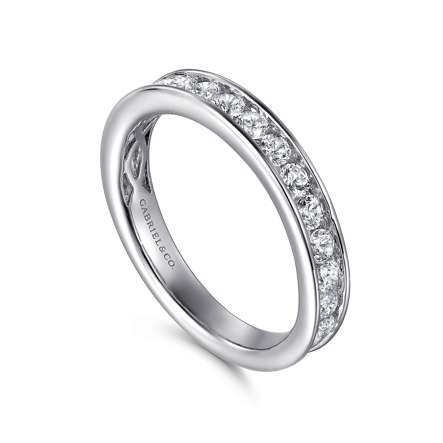 Straight Wedding Ring in 14k White Gold with Round Natural Diamond at Gabriel & Co. - Shot 3