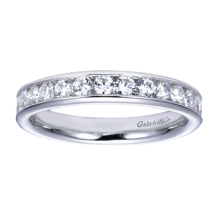 Straight Wedding Ring in 14k White Gold with Round Natural Diamond at Gabriel & Co. - Shot 5
