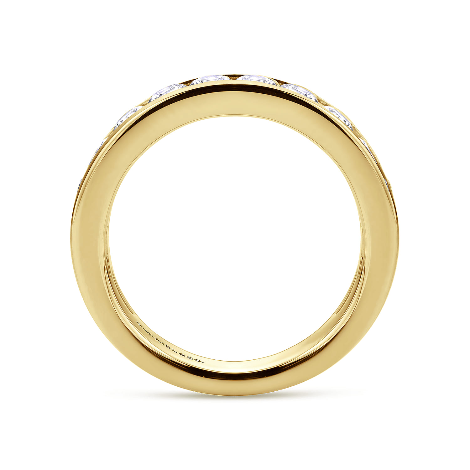 Straight Wedding Ring in 14k Yellow Gold with Round Natural Diamond at Gabriel & Co. - Shot 2