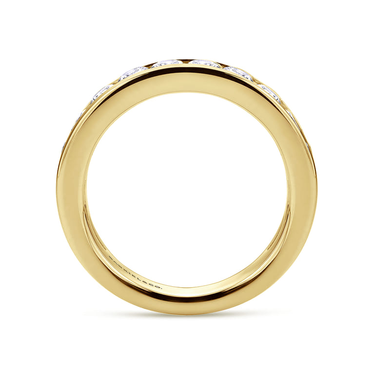 Straight Wedding Ring in 14k Yellow Gold with Round Natural Diamond at Gabriel & Co. - Shot 2