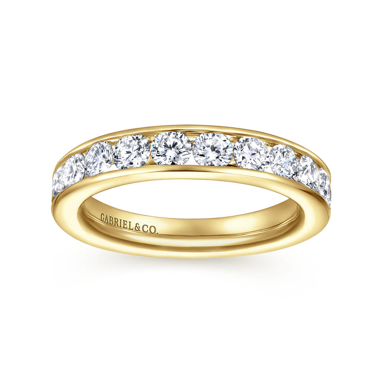 Straight Wedding Ring in 14k Yellow Gold with Round Natural Diamond at Gabriel & Co. - Shot 4
