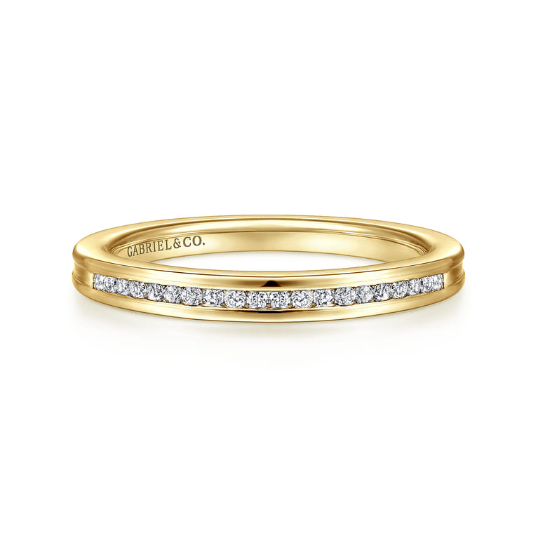 Straight Wedding Ring in 14k Yellow Gold with Round Natural Diamond at Gabriel & Co. - Shot 1
