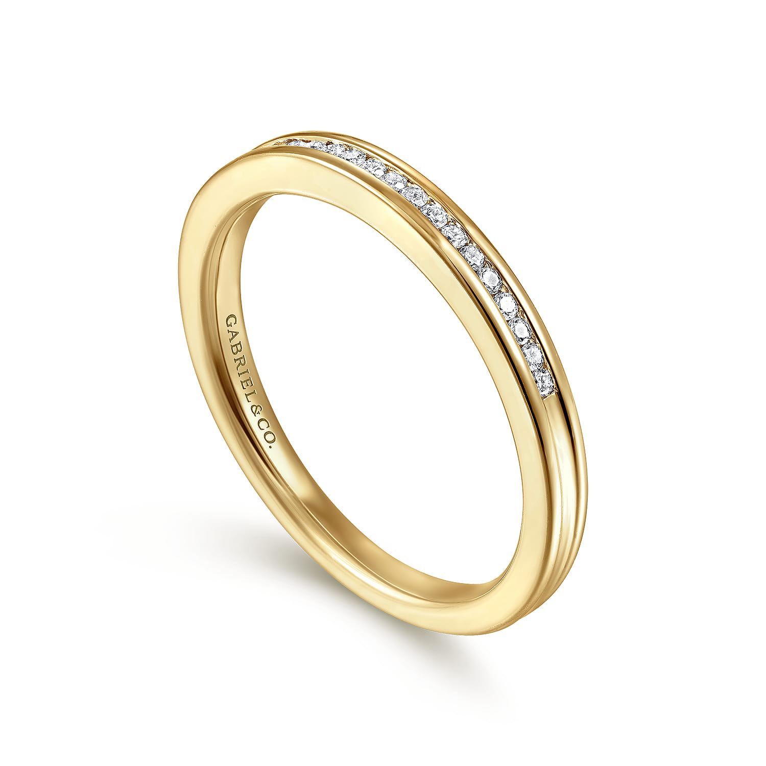 Straight Wedding Ring in 14k Yellow Gold with Round Natural Diamond at Gabriel & Co. - Shot 3