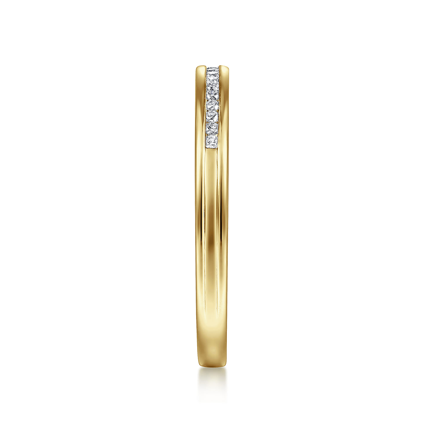 Straight Wedding Ring in 14k Yellow Gold with Round Natural Diamond at Gabriel & Co. - Shot 4