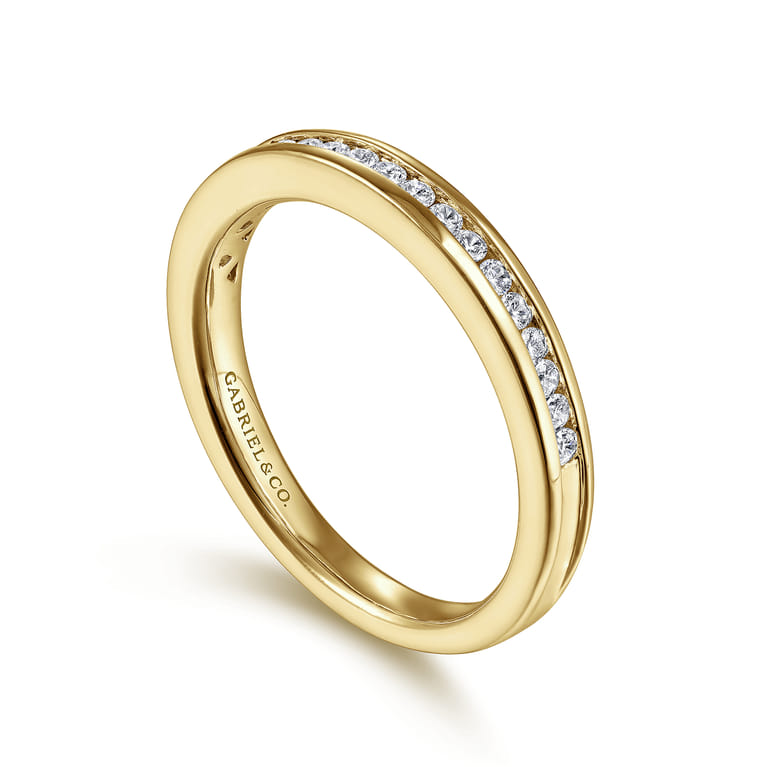 Straight Wedding Ring in 14k Yellow Gold with Round Natural Diamond at Gabriel & Co. - Shot 3