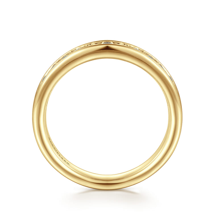 Straight Wedding Ring in 14k Yellow Gold with Round Natural Diamond at Gabriel & Co. - Shot 2