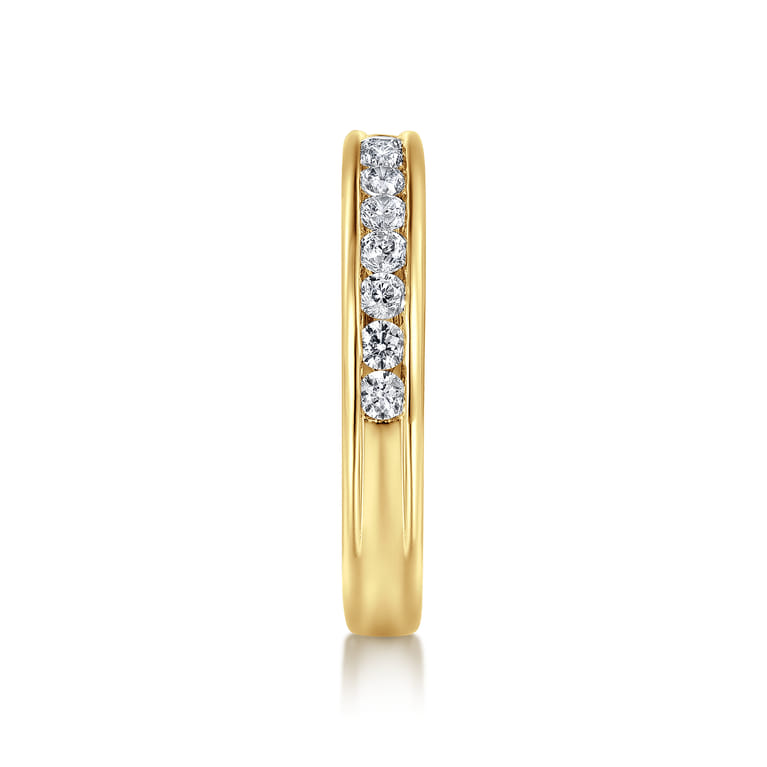 Straight Wedding Ring in 14k Yellow Gold with Round Natural Diamond at Gabriel & Co. - Shot 4