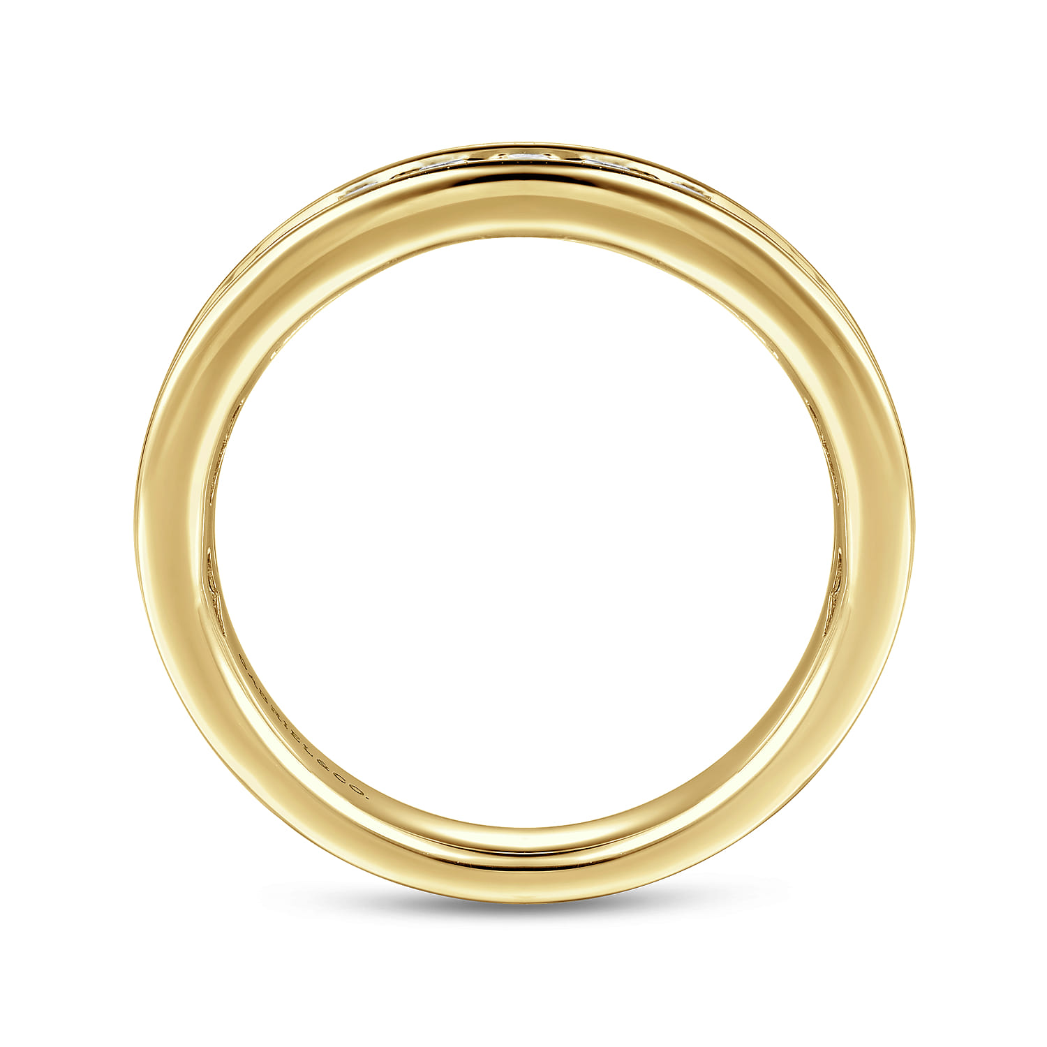 Straight Wedding Ring in 14k Yellow Gold with Round Natural Diamond at Gabriel & Co. - Shot 2