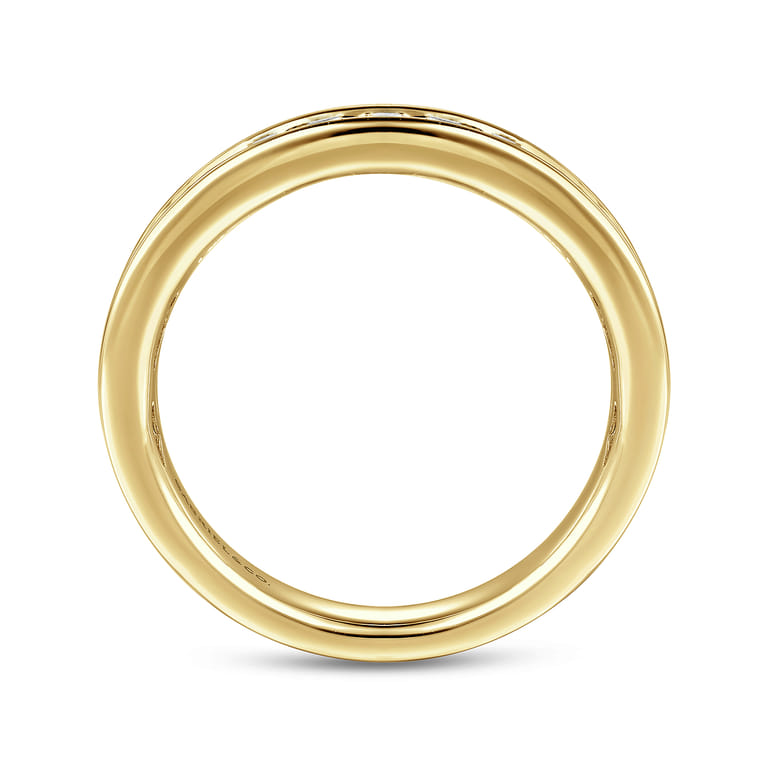 Straight Wedding Ring in 14k Yellow Gold with Round Natural Diamond at Gabriel & Co. - Shot 2
