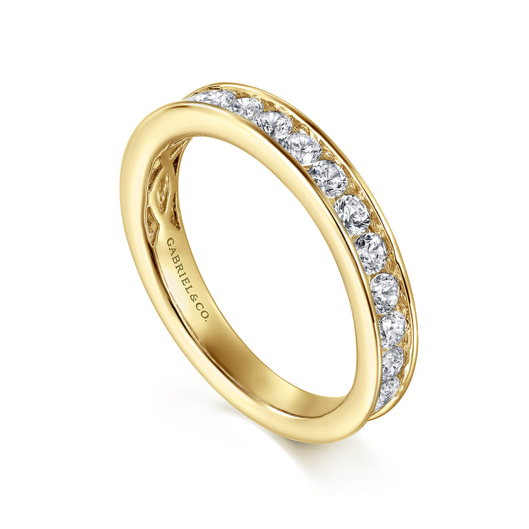 Straight Wedding Ring in 14k Yellow Gold with Round Natural Diamond at Gabriel & Co. - Shot 3