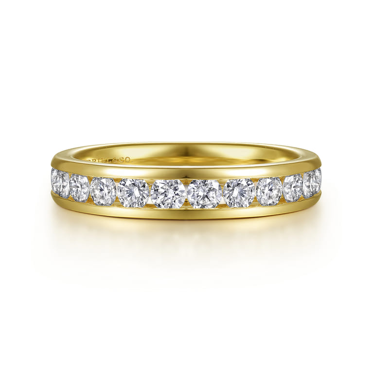 Straight Wedding Ring in 14k Yellow Gold with Round Natural Diamond at Gabriel & Co. - Shot 1