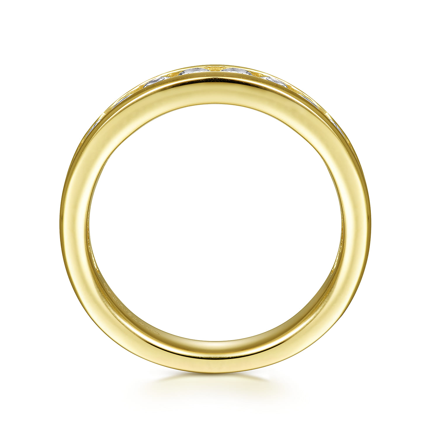 Straight Wedding Ring in 14k Yellow Gold with Round Natural Diamond at Gabriel & Co. - Shot 2
