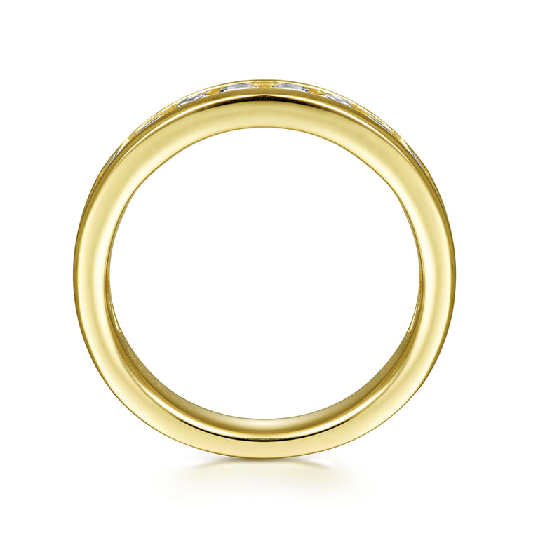 Straight Wedding Ring in 14k Yellow Gold with Round Natural Diamond at Gabriel & Co. - Shot 2