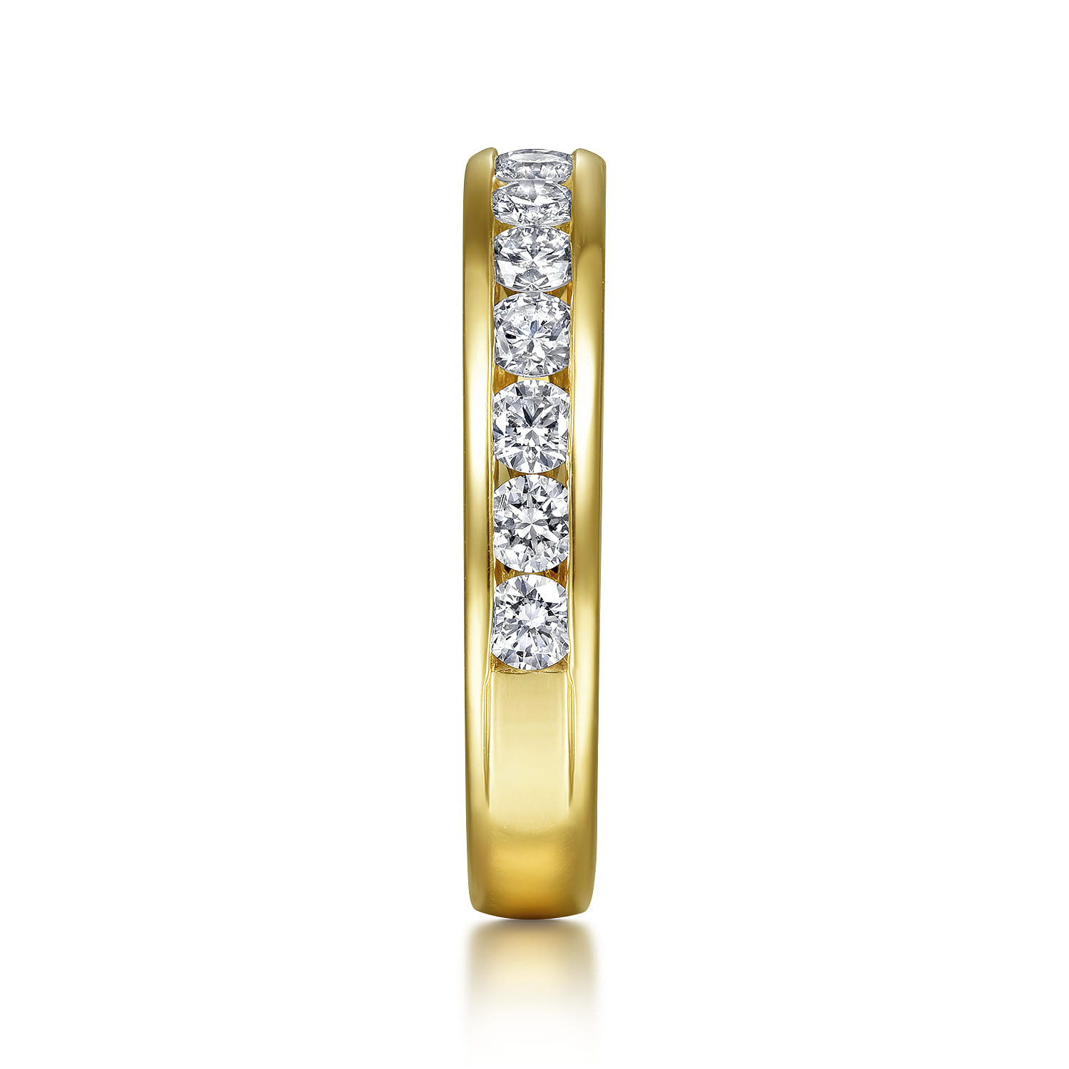 Straight Wedding Ring in 14k Yellow Gold with Round Natural Diamond at Gabriel & Co. - Shot 4