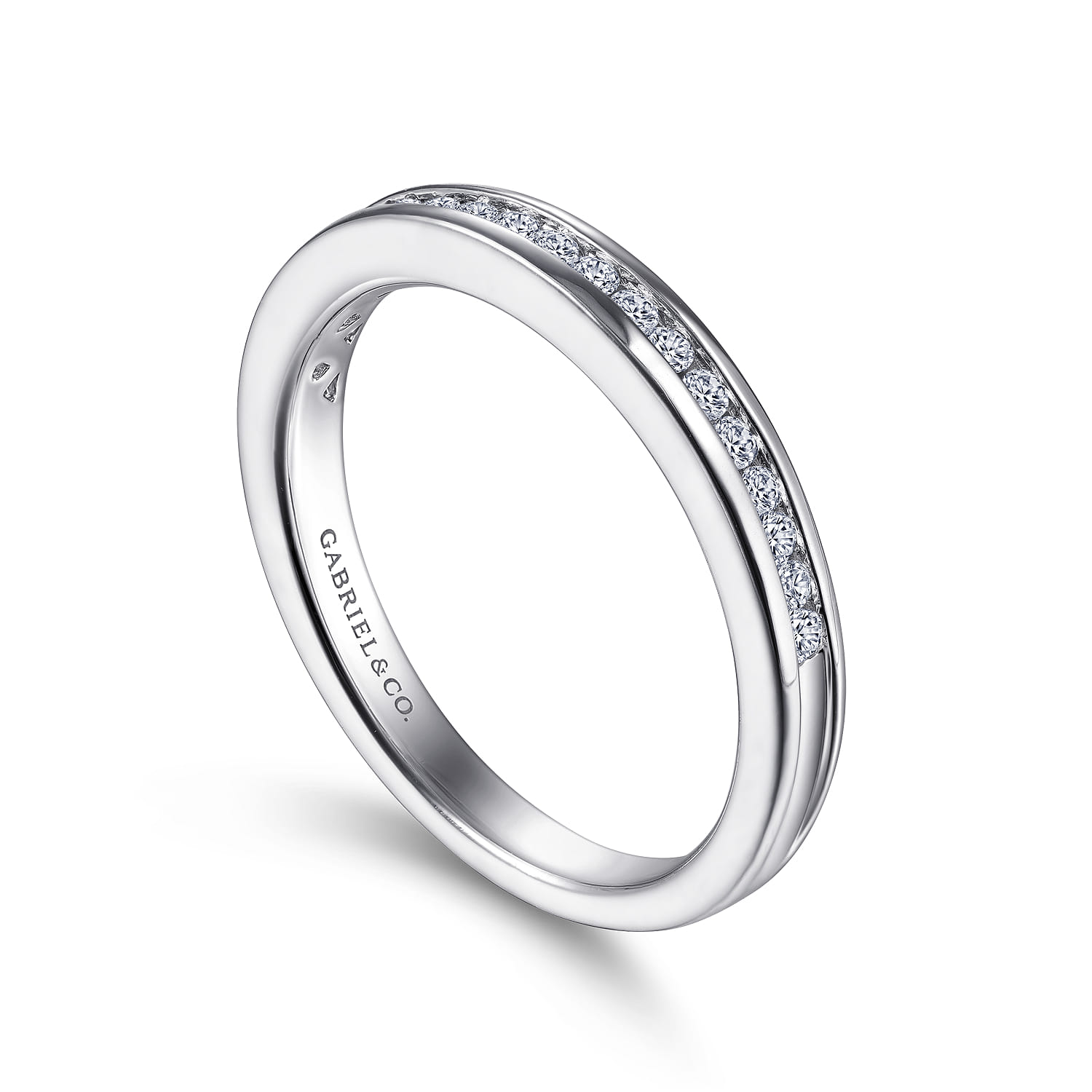 Straight Wedding Ring in Platinum with Round Natural Diamond at Gabriel & Co. - Shot 3