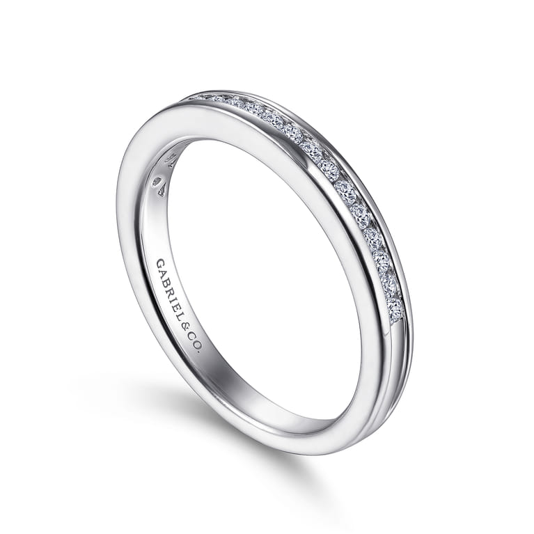 Straight Wedding Ring in Platinum with Round Natural Diamond at Gabriel & Co. - Shot 3