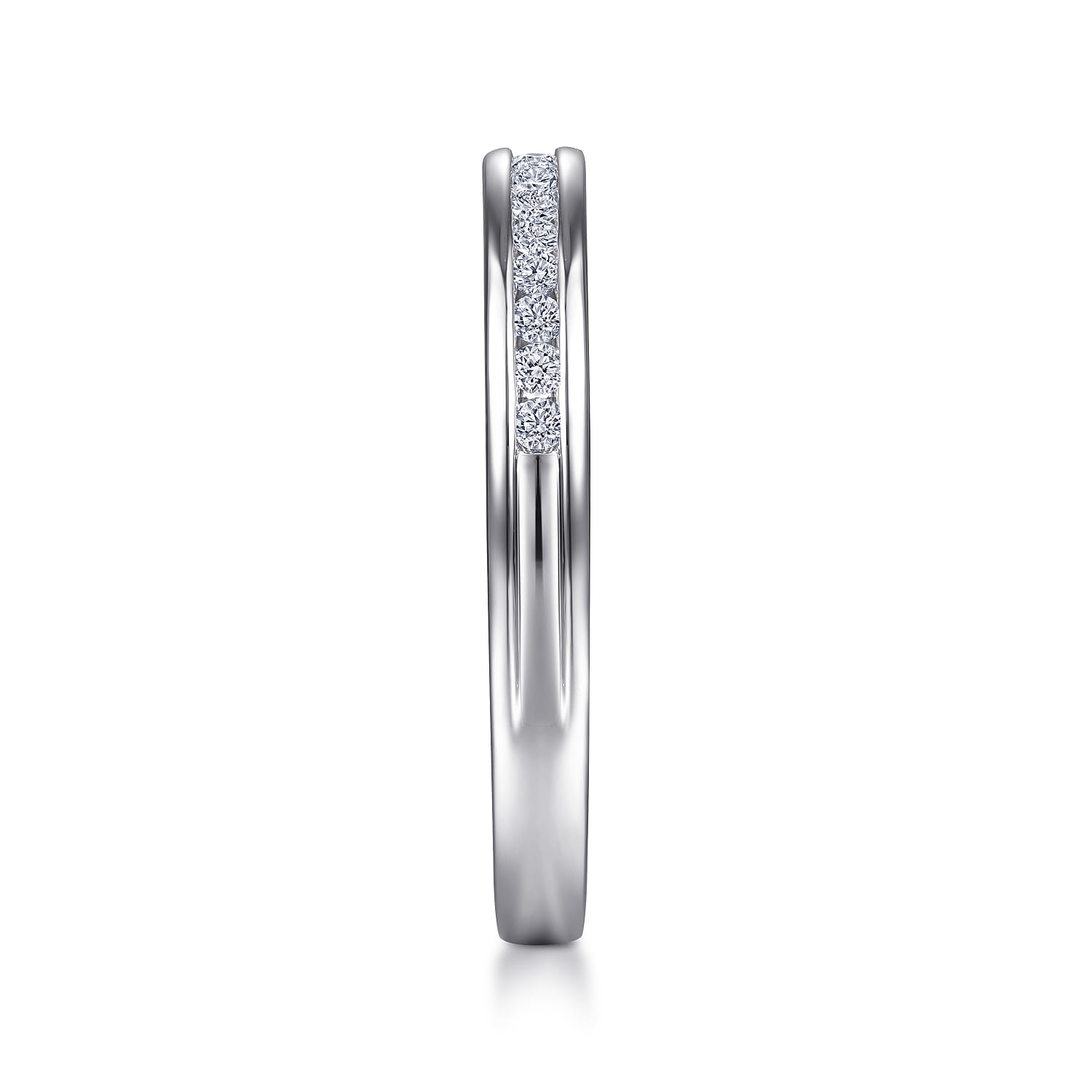 Straight Wedding Ring in Platinum with Round Natural Diamond at Gabriel & Co. - Shot 4